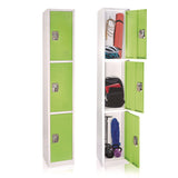 AdirOffice Steel Storage Locker, 3 Compartment, 12 x 12 x 72, Green (ALHI629203GRN) Each