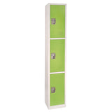 AdirOffice Steel Storage Locker, 3 Compartment, 12 x 12 x 72, Green (ALHI629203GRN) Each