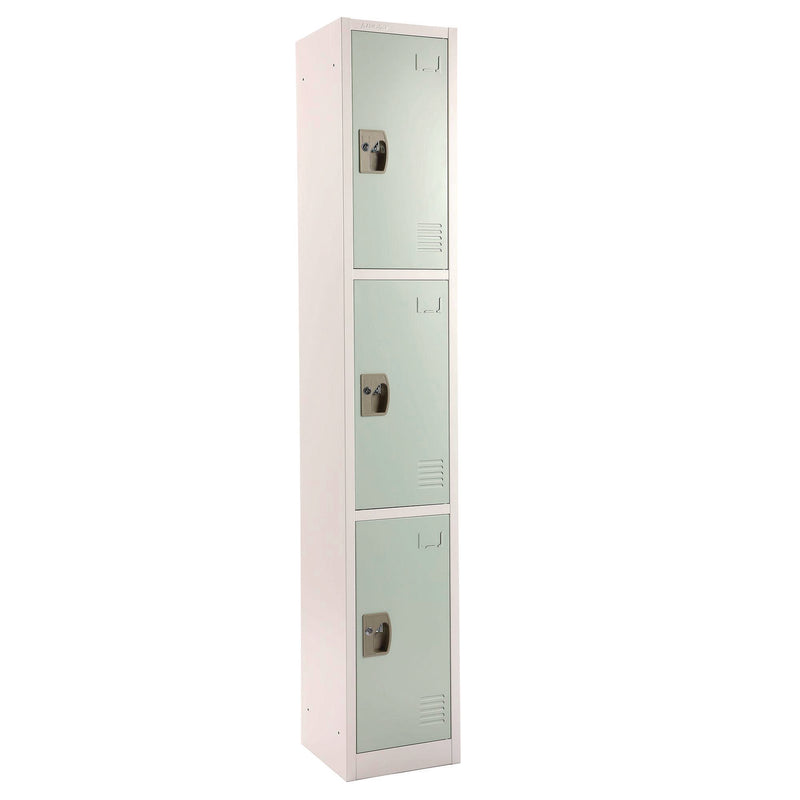 AdirOffice Steel Storage Locker, 3 Compartment, 12 x 12 x 72, Misty Green (ALHI629203MGRN) Each