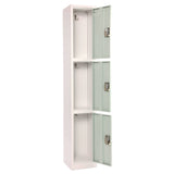 AdirOffice Steel Storage Locker, 3 Compartment, 12 x 12 x 72, Misty Green (ALHI629203MGRN) Each