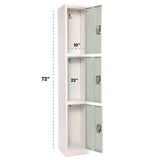 AdirOffice Steel Storage Locker, 3 Compartment, 12 x 12 x 72, Misty Green (ALHI629203MGRN) Each