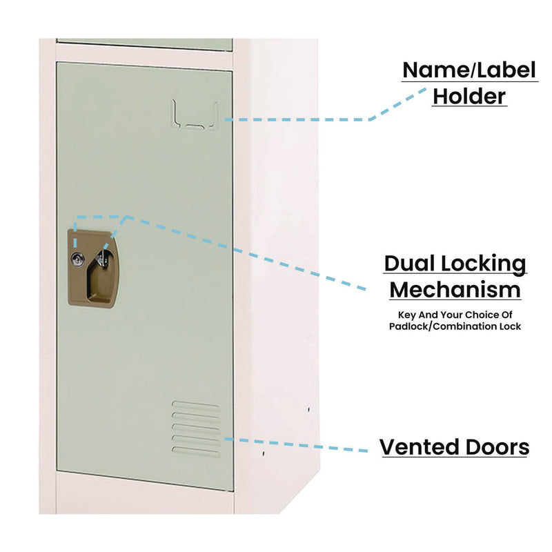 AdirOffice Steel Storage Locker, 3 Compartment, 12 x 12 x 72, Misty Green (ALHI629203MGRN) Each