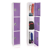 AdirOffice Steel Storage Locker, 3 Compartment, 12 x 12 x 72, Purple (ALHI629203PUR) Each