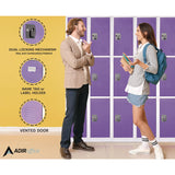 AdirOffice Steel Storage Locker, 3 Compartment, 12 x 12 x 72, Purple (ALHI629203PUR) Each