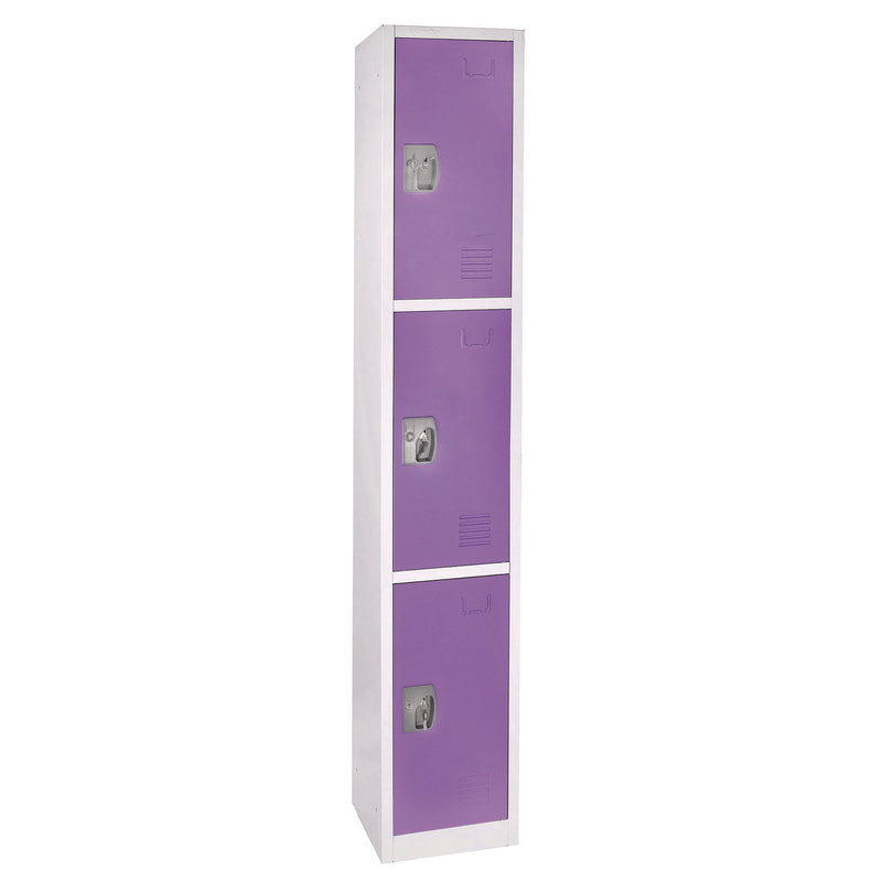 AdirOffice Steel Storage Locker, 3 Compartment, 12 x 12 x 72, Purple (ALHI629203PUR) Each