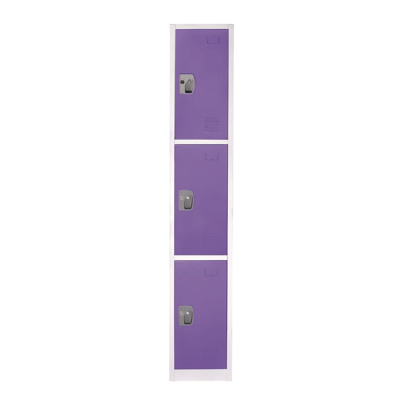 AdirOffice Steel Storage Locker, 3 Compartment, 12 x 12 x 72, Purple (ALHI629203PUR) Each