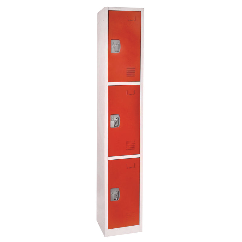 AdirOffice Steel Storage Locker, 3 Compartment, 12 x 12 x 72, Red (ALHI629203RED) Each