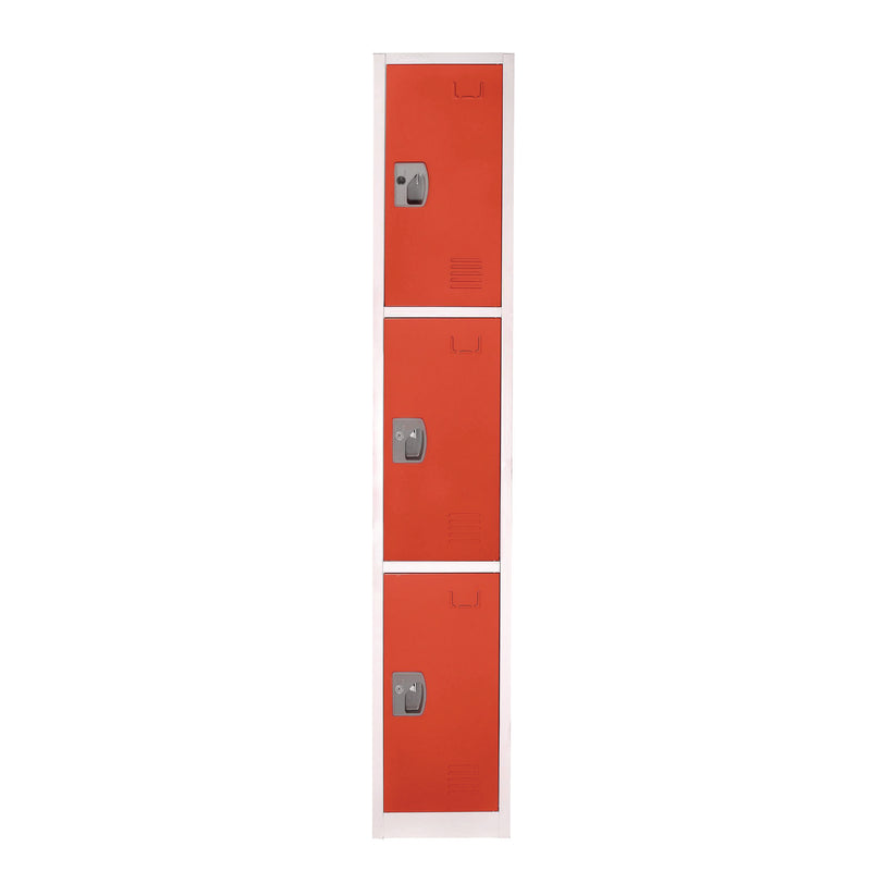 AdirOffice Steel Storage Locker, 3 Compartment, 12 x 12 x 72, Red (ALHI629203RED) Each