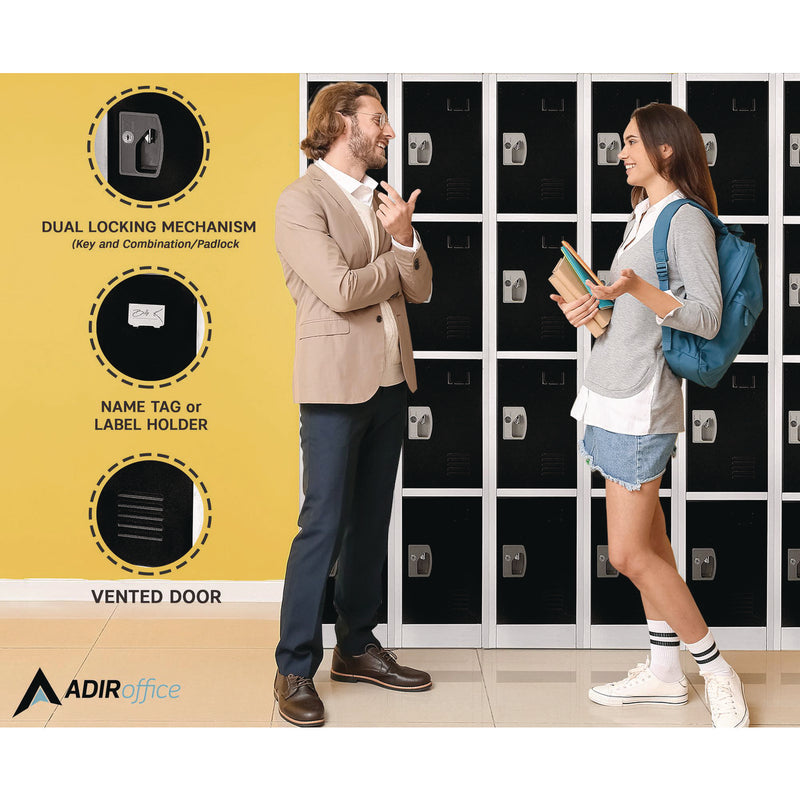 AdirOffice Steel Storage Locker, 4 Compartment, 12 x 12 x 72, Black (ALHI629204BLK) Each