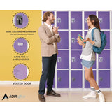 AdirOffice Steel Storage Locker, 4 Compartment, 12 x 12 x 72, Purple (ALHI629204PUR) Each