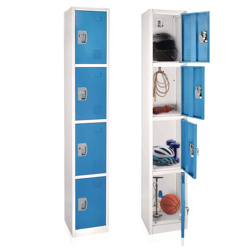 AdirOffice Steel Storage Locker, 4 Compartment, 12 x 12 x 72, Blue (ALHI629204BLU) Each