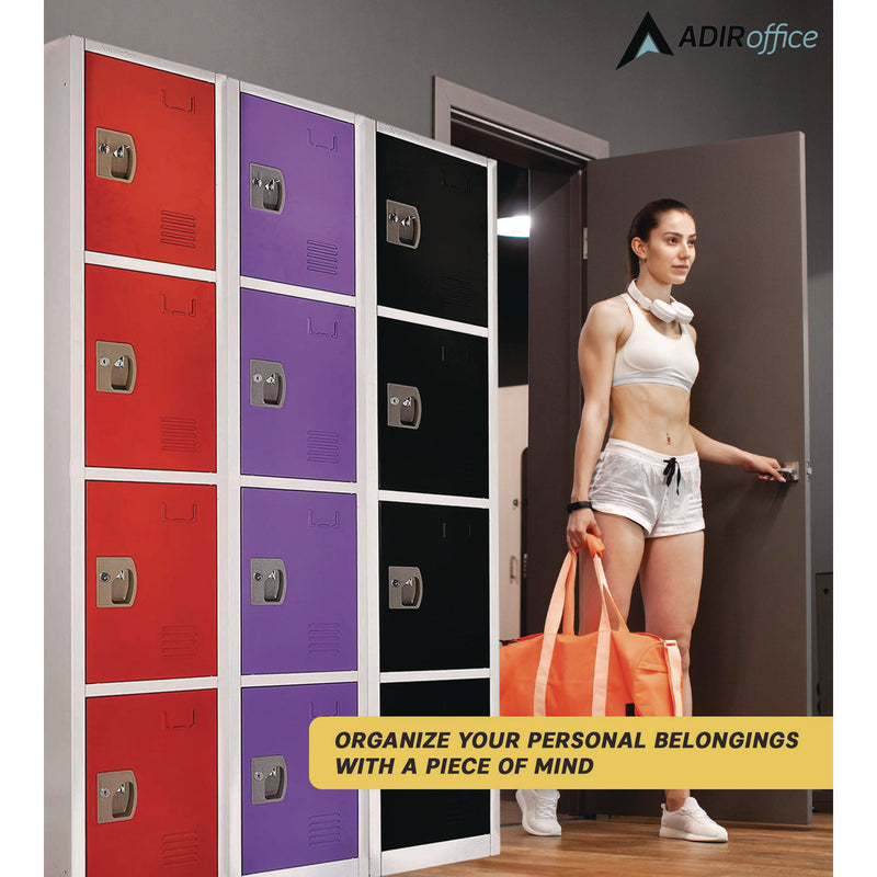 AdirOffice Steel Storage Locker, 4 Compartment, 12 x 12 x 72, Purple (ALHI629204PUR) Each