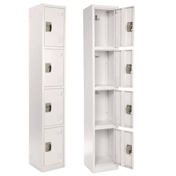 AdirOffice Steel Storage Locker, 4 Compartment, 12 x 12 x 72, White (ALHI629204WHI) Each