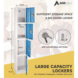 AdirOffice Steel Storage Locker, 4 Compartment, 12 x 12 x 72, Blue (ALHI629204BLU) Each