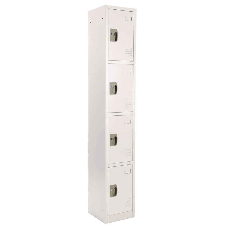 AdirOffice Steel Storage Locker, 4 Compartment, 12 x 12 x 72, White (ALHI629204WHI) Each