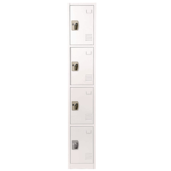 AdirOffice Steel Storage Locker, 4 Compartment, 12 x 12 x 72, White (ALHI629204WHI) Each