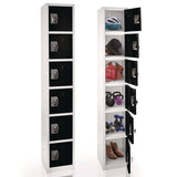 AdirOffice Steel Storage Locker, 6 Compartment, 12 x 12 x 72, Black (ALHI629206BLK) Each