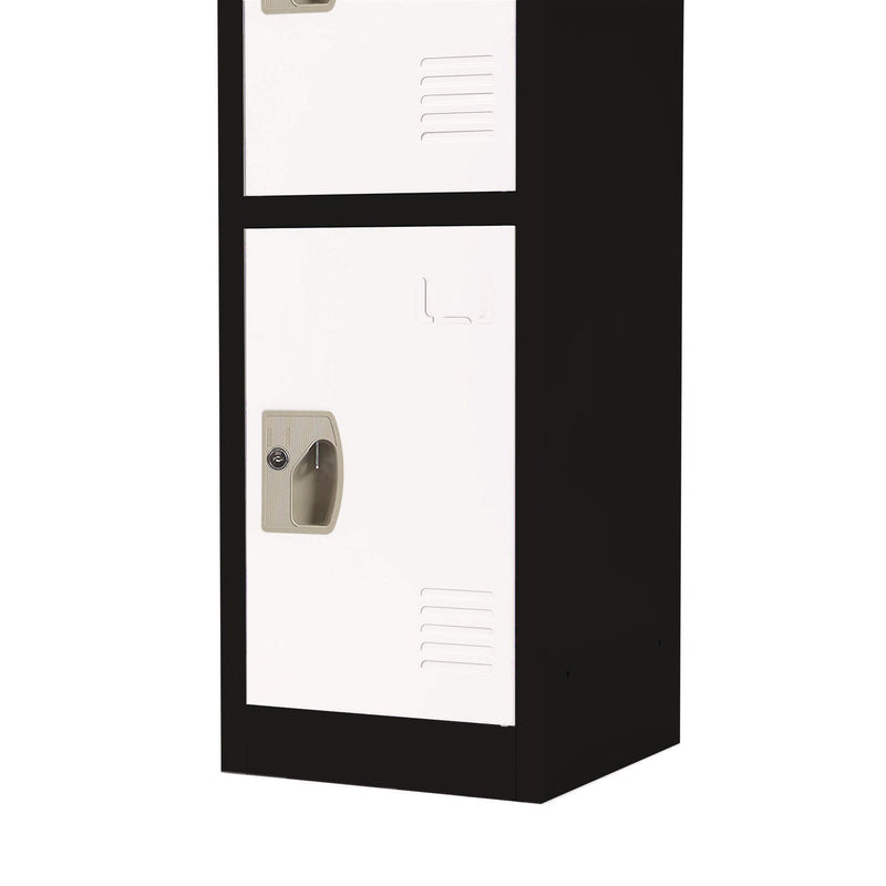 AdirOffice Steel Storage Locker, 4 Compartment, 12 x 12 x 72, Black Body/White Doors (ALHI629204BW) Each