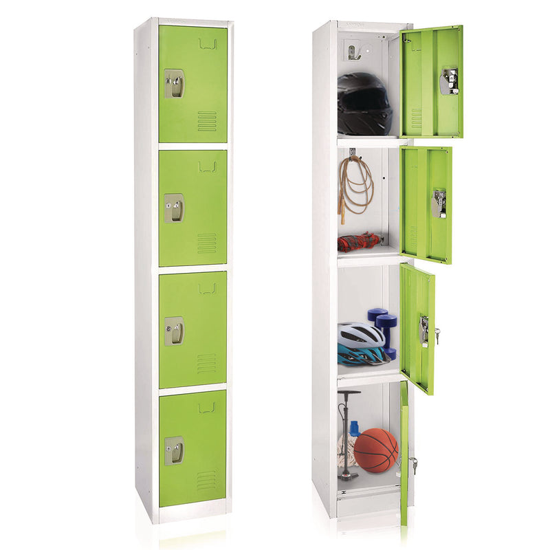 AdirOffice Steel Storage Locker, 4 Compartment, 12 x 12 x 72, Green (ALHI629204GRN) Each