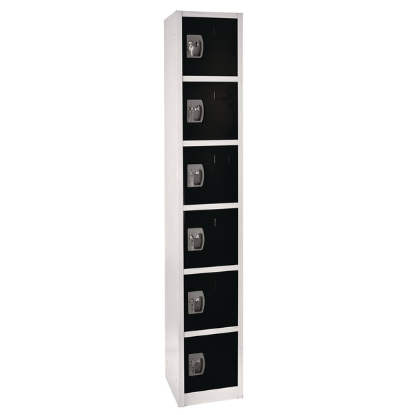 AdirOffice Steel Storage Locker, 6 Compartment, 12 x 12 x 72, Black (ALHI629206BLK) Each