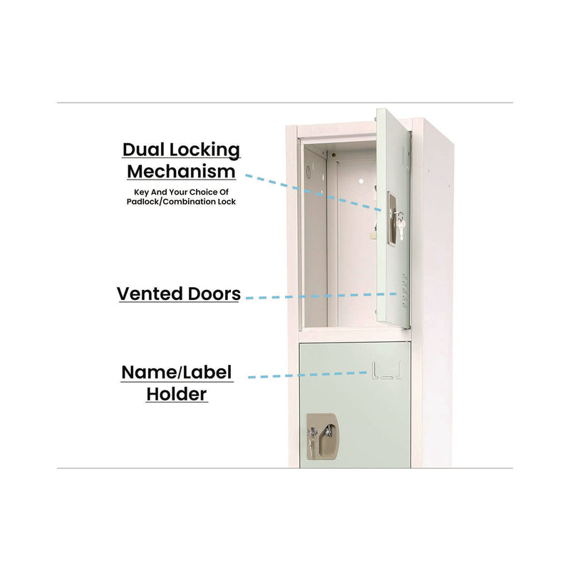 AdirOffice Steel Storage Locker, 4 Compartment, 12 x 12 x 72, Misty Green (ALHI629204MGRN) Each