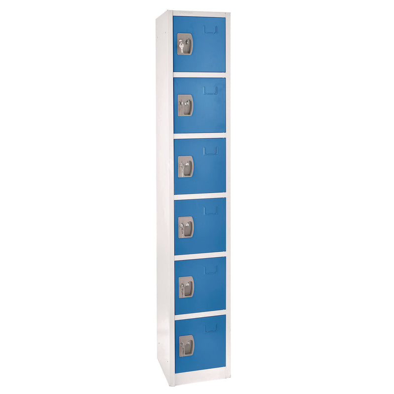 AdirOffice Steel Storage Locker, 6 Compartment, 12 x 12 x 72, Blue (ALHI629206BLU) Each