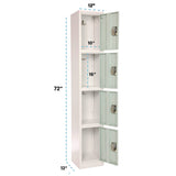 AdirOffice Steel Storage Locker, 4 Compartment, 12 x 12 x 72, Misty Green (ALHI629204MGRN) Each