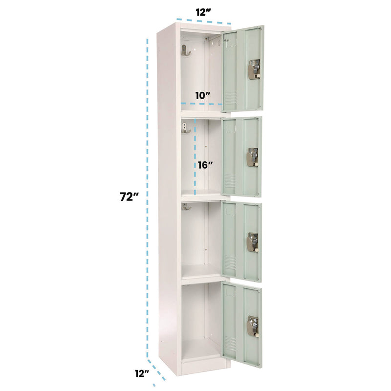 AdirOffice Steel Storage Locker, 4 Compartment, 12 x 12 x 72, Misty Green (ALHI629204MGRN) Each