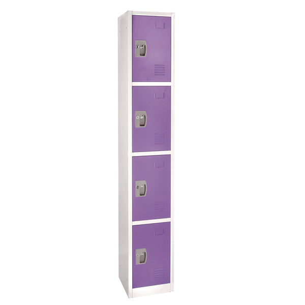 AdirOffice Steel Storage Locker, 4 Compartment, 12 x 12 x 72, Purple (ALHI629204PUR) Each