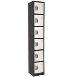 AdirOffice Steel Storage Locker, 6 Compartment, 12 x 12 x 72, Black Body/White Doors (ALHI629206BW) Each