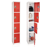 AdirOffice Steel Storage Locker, 4 Compartment, 12 x 12 x 72, Red (ALHI629204RED) Each