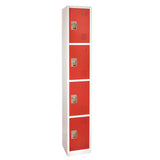 AdirOffice Steel Storage Locker, 4 Compartment, 12 x 12 x 72, Red (ALHI629204RED) Each