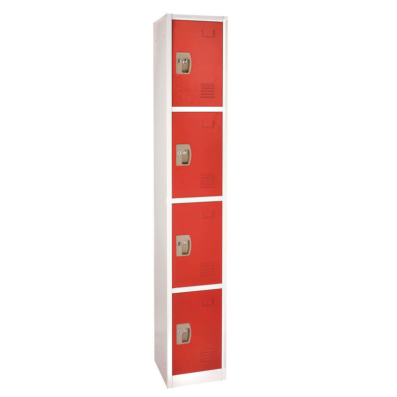 AdirOffice Steel Storage Locker, 4 Compartment, 12 x 12 x 72, Red (ALHI629204RED) Each