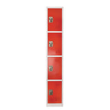 AdirOffice Steel Storage Locker, 4 Compartment, 12 x 12 x 72, Red (ALHI629204RED) Each