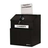 AdirOffice Wall Mountable Steel Suggestion Secure Drop Box with Key, 7 x 6 x 8.5, Stainless Steel 304, Black (ALHI63101BLK) Each