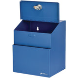 AdirOffice Wall Mountable Steel Suggestion Secure Drop Box with Key, 7 x 6 x 8.5, Stainless Steel 304, Blue (ALHI63101BLU) Each