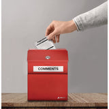 AdirOffice Wall Mountable Steel Suggestion Secure Drop Box with Key, 7 x 6 x 8.5, Stainless Steel 304, Red (ALHI63101RED) Each