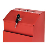 AdirOffice Wall Mountable Steel Suggestion Secure Drop Box with Key, 7 x 6 x 8.5, Stainless Steel 304, Red (ALHI63101RED) Each