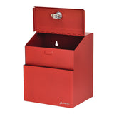 AdirOffice Wall Mountable Steel Suggestion Secure Drop Box with Key, 7 x 6 x 8.5, Stainless Steel 304, Red (ALHI63101RED) Each