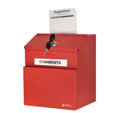 AdirOffice Wall Mountable Steel Suggestion Secure Drop Box with Key, 7 x 6 x 8.5, Stainless Steel 304, Red (ALHI63101RED) Each