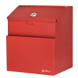 AdirOffice Wall Mountable Steel Suggestion Secure Drop Box with Key, 7 x 6 x 8.5, Stainless Steel 304, Red (ALHI63101RED) Each