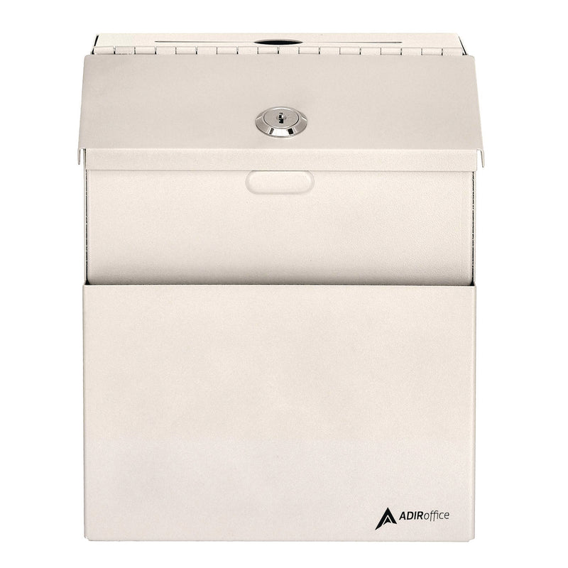 AdirOffice Wall Mountable Steel Suggestion Secure Drop Box with Key, 7 x 6 x 8.5, Stainless Steel 304, White (ALHI63101WHI) Each