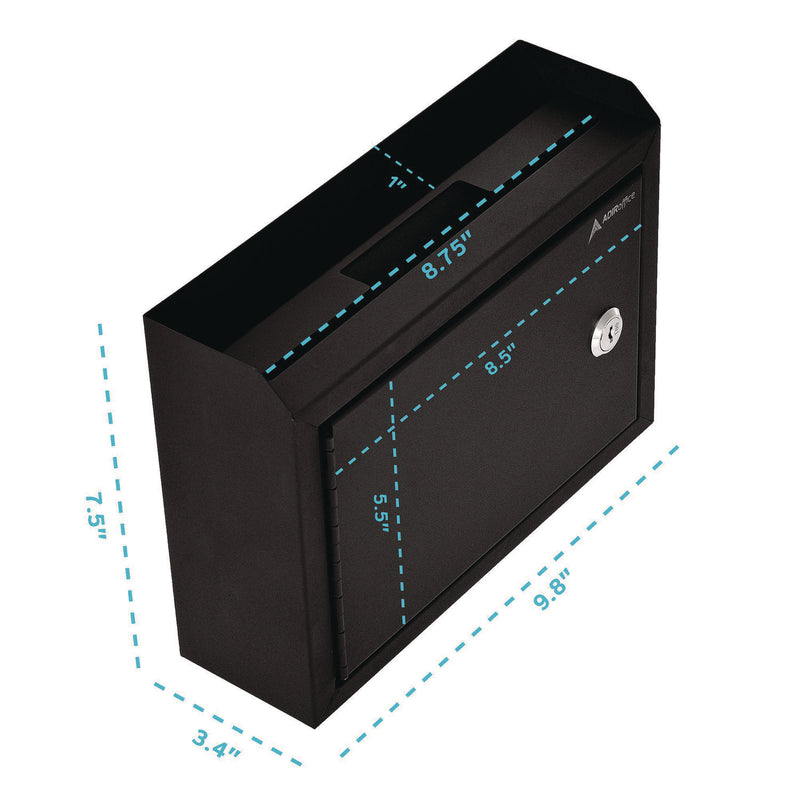 AdirOffice Medium Size Steel Multi-Purpose Secure Drop Box, 9.8 x 3.4 x 7.5, Black (ALHI63102BLK) Each