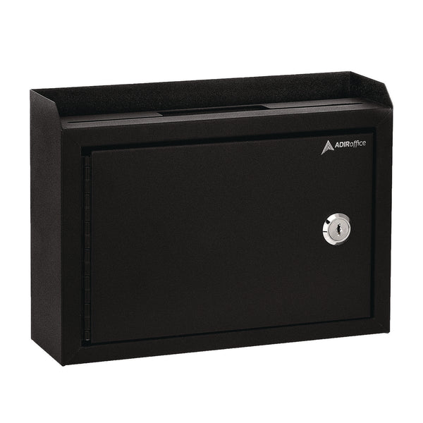 AdirOffice Medium Size Steel Multi-Purpose Secure Drop Box, 9.8 x 3.4 x 7.5, Black (ALHI63102BLK) Each