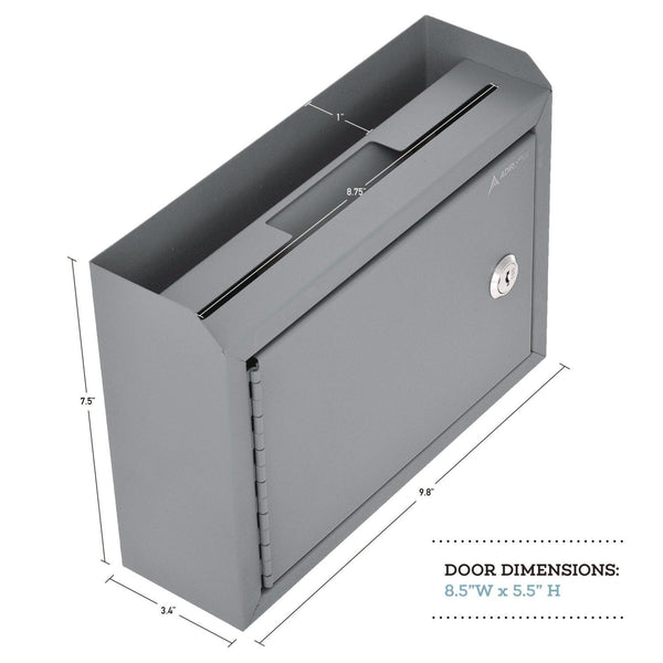 AdirOffice Medium Size Steel Multi-Purpose Secure Drop Box, 9.8 x 3.4 x 7.5, Gray (ALHI63102GRY) Each