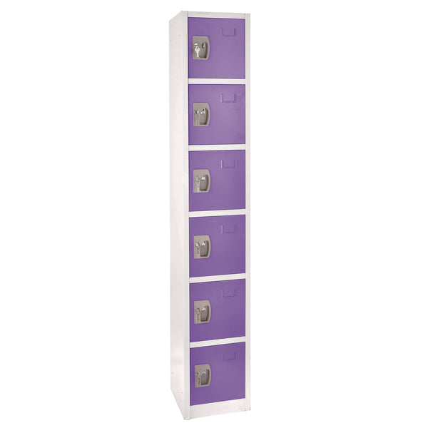 AdirOffice Steel Storage Locker, 6 Compartment, 12 x 12 x 72, Purple (ALHI629206PUR) Each