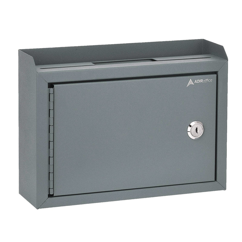 AdirOffice Medium Size Steel Multi-Purpose Secure Drop Box, 9.8 x 3.4 x 7.5, Gray (ALHI63102GRY) Each