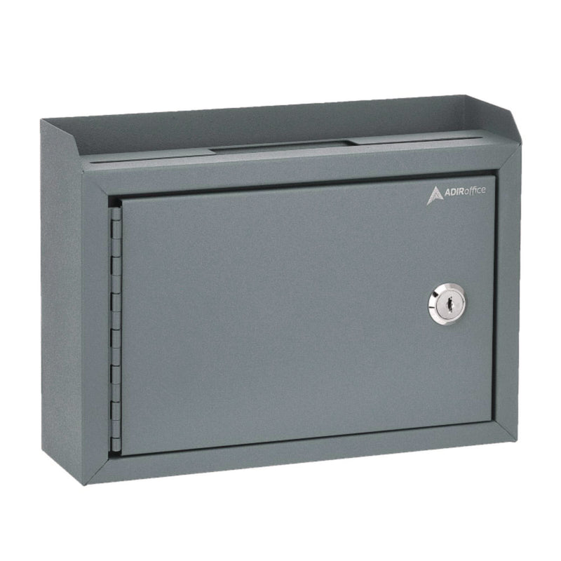 AdirOffice Medium Size Steel Multi-Purpose Secure Drop Box, 9.8 x 3.4 x 7.5, Gray (ALHI63102GRY) Each