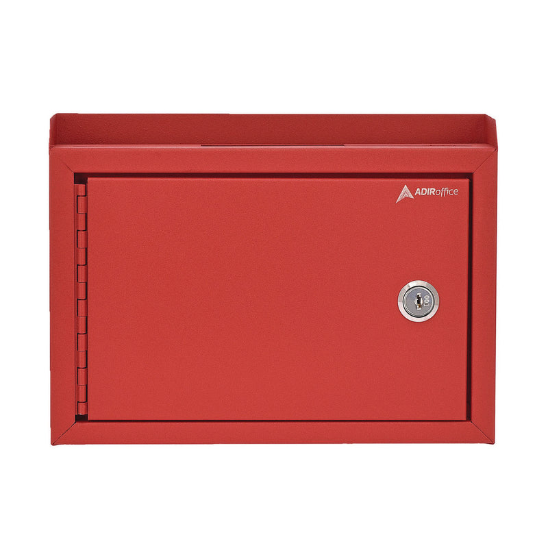 AdirOffice Medium Size Steel Multi-Purpose Secure Drop Box, 9.8 x 3.4 x 7.5, Red (ALHI63102RED) Each