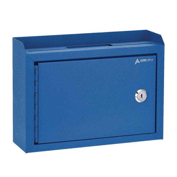 AdirOffice Medium Size Steel Multi-Purpose Secure Drop Box, 9.8 x 3.4 x 7.5, Blue (ALHI63102BLU) Each